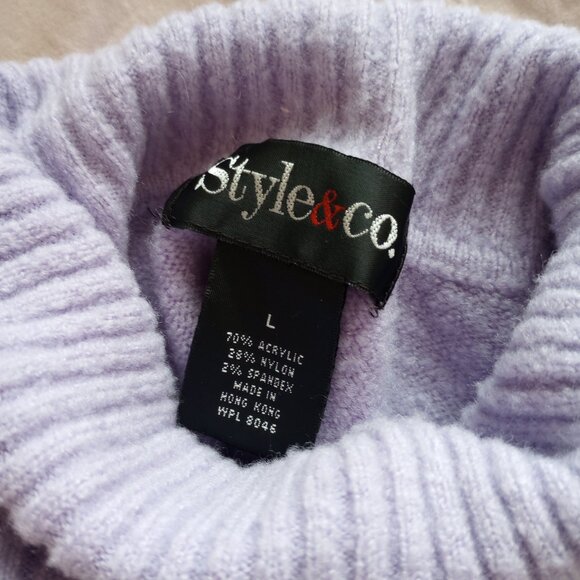 Soft 90s Purple Lavender Fair Isle Turtleneck Knit Sweater Style & Co Hygge Y2K - Picture 2 of 5